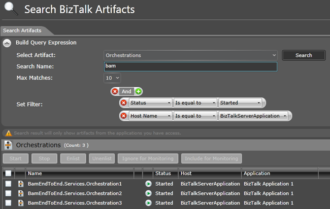 Search and Action on BizTalk Orchestration