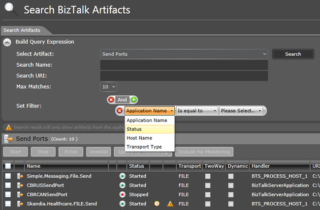 Search and Action on BizTalk Send Port