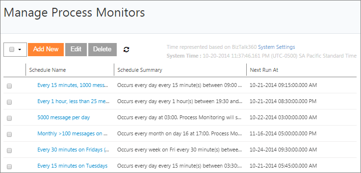manage process monitors