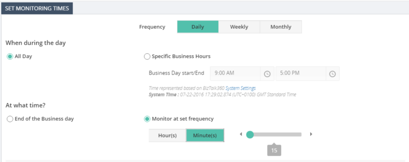 BizTalk Monitoring - Set Monitoring Times
