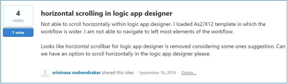 Logic Apps horizontal scrolling