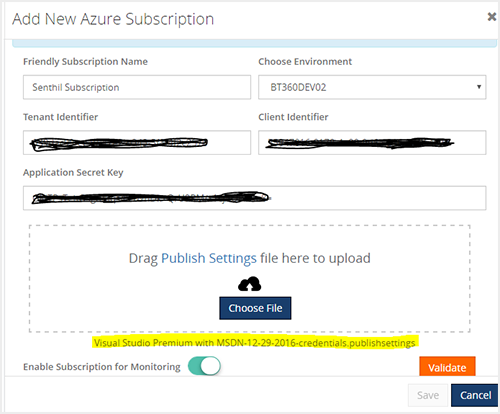 azure subscription configuration