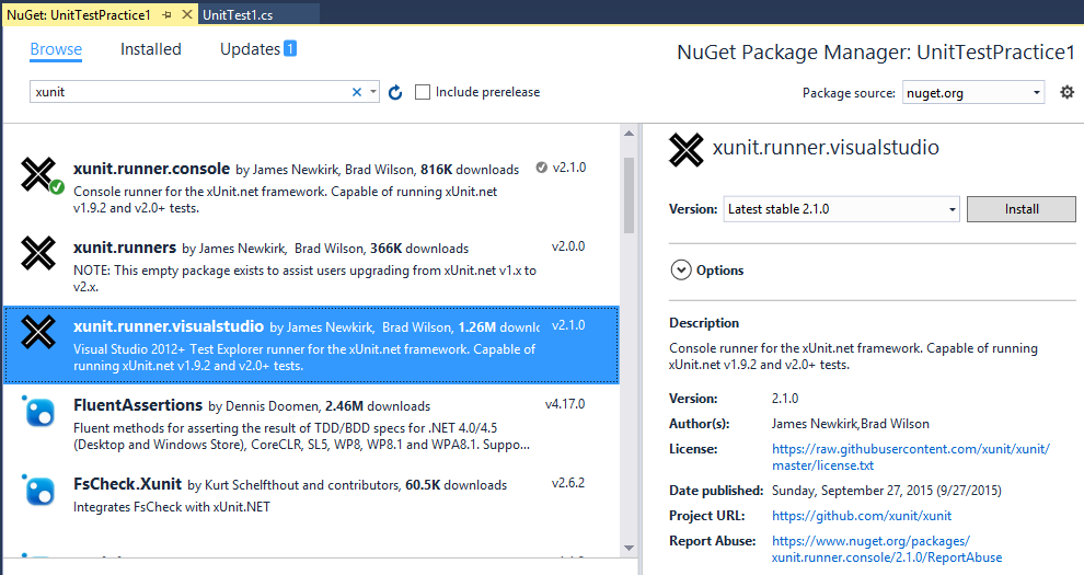 Add Reference to xunit.runner.visualstudio