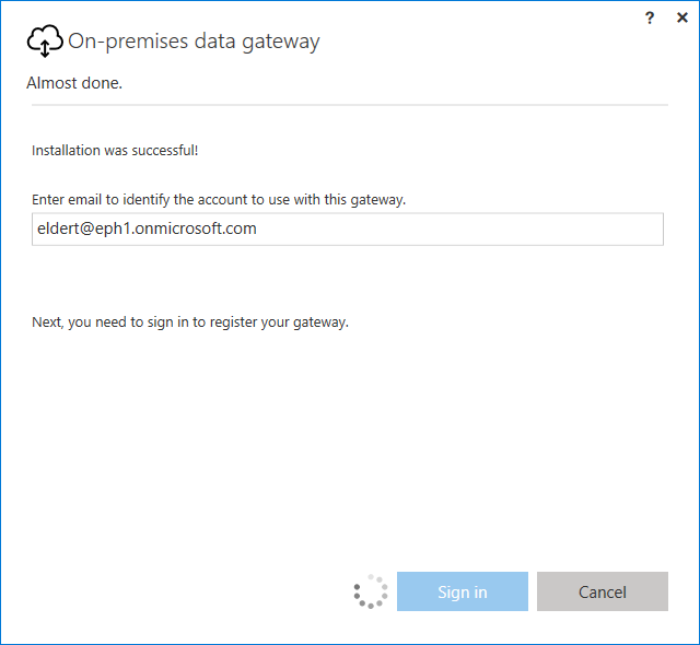 On-Premises Data Gateway Sign In