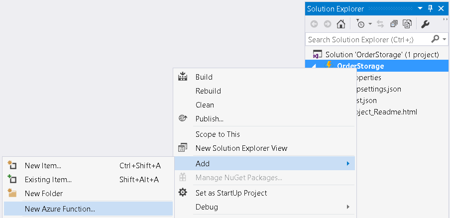 Azure Functions creating a new function