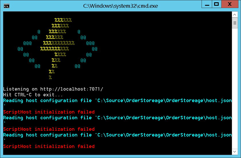 Azure Functions initialization failed