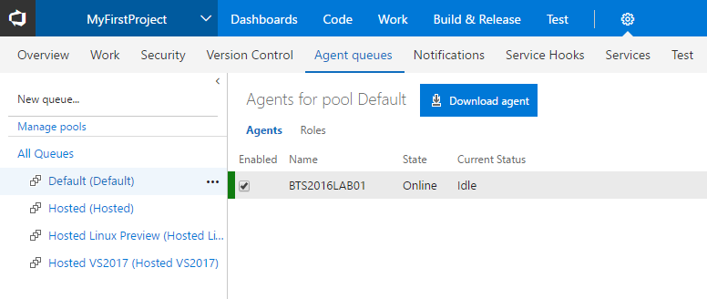 Agent in VSTS