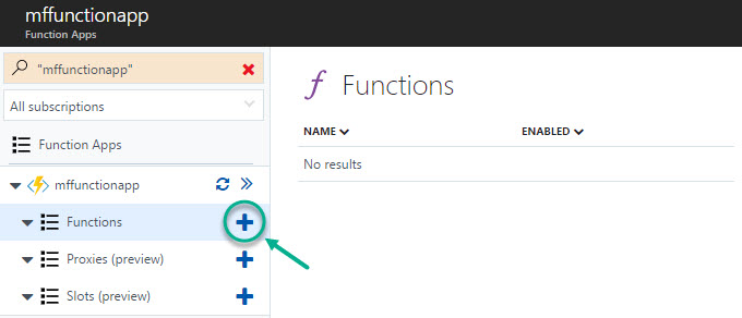 creating a new azure function
