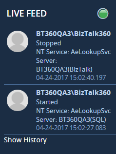 NT service activities under Live Feed Section