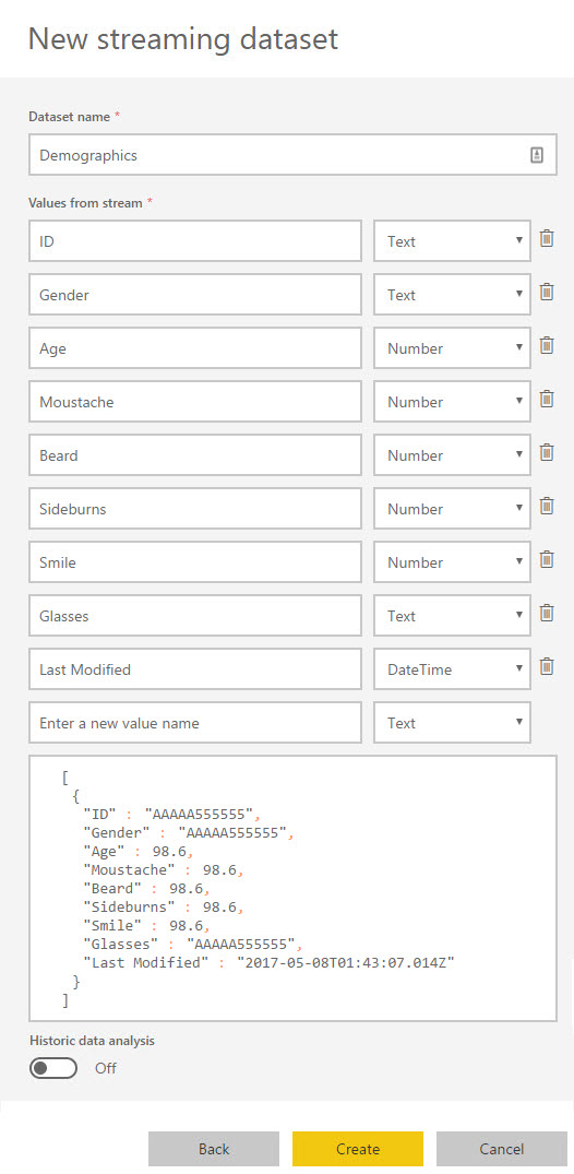 Power BI - Streaming dataset