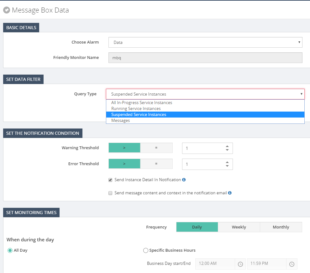 MessageBoxData Monitoring