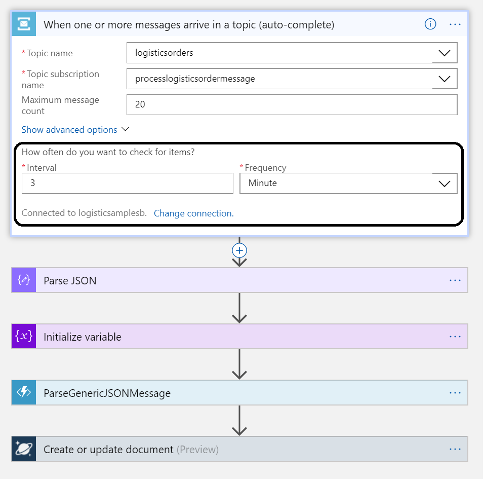 logic app with azure service bus topic