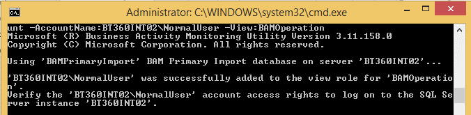 Business Activity Monitoring BAM Operation Using Command Prompt