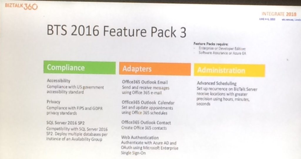 Integrate 2018 - feature pack 3