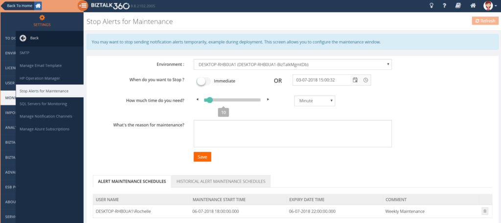 Setup multiple Maintenance Windows: configuration settings