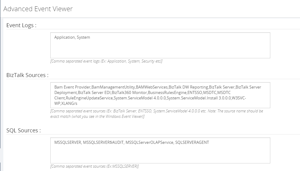 BizTalk360 Advanced Event viewer Event Log collection performance improvement - New_source_segregation_settings_screen