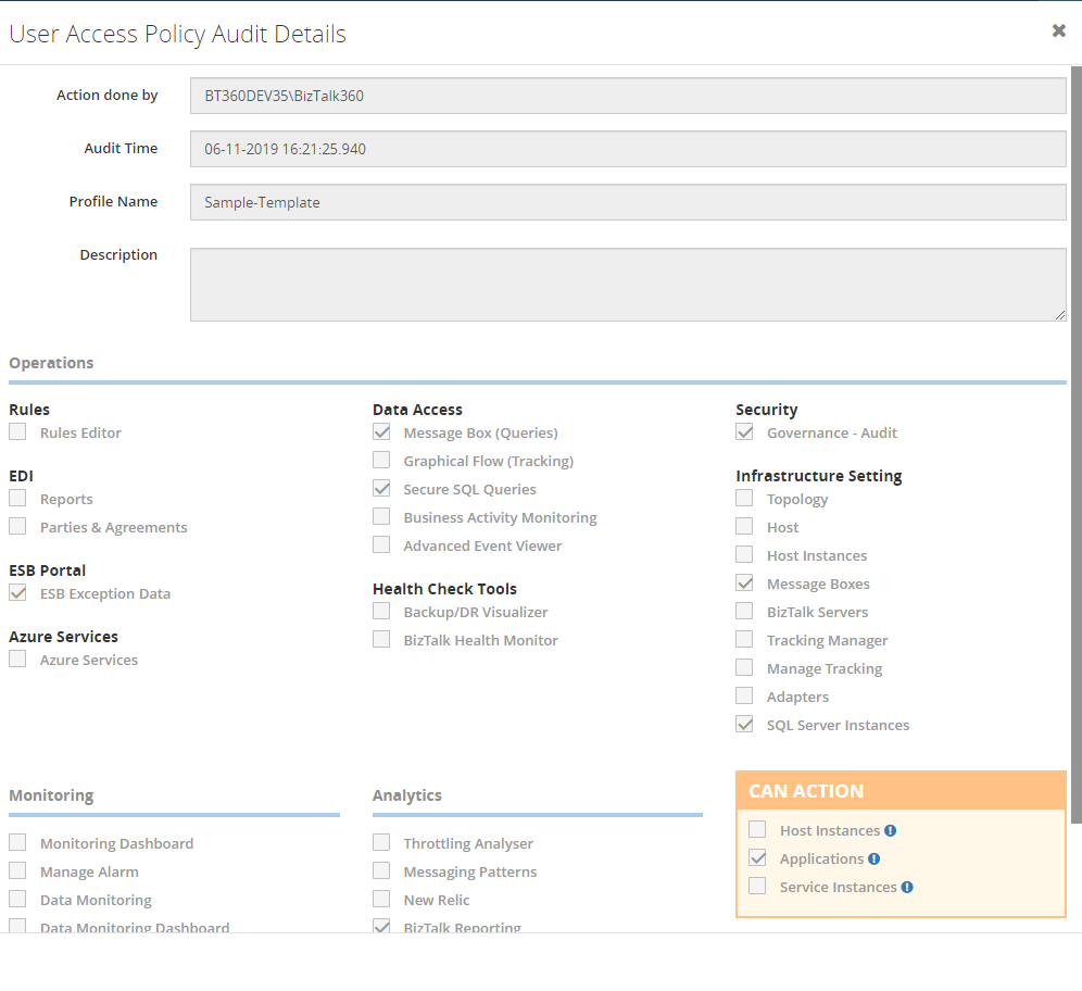 user profile template BizTalk Server Monitoring & Management Solution