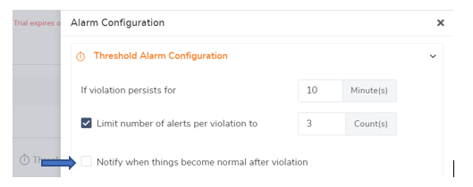 Alarm configuration