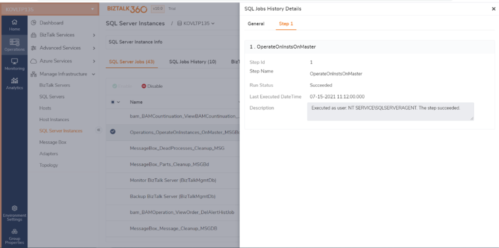 SQL Jobs History Feature in BizTalk360 v10.0 BizTalk360