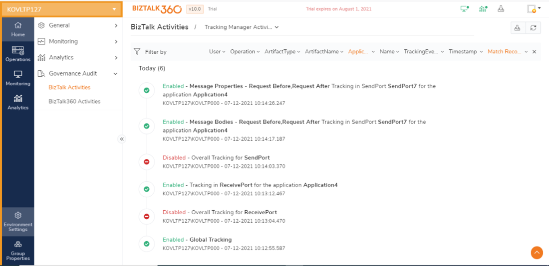 Tracking Manager activities