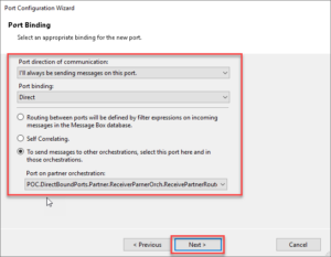 configuring forward partner orchestration direct binding -step 6