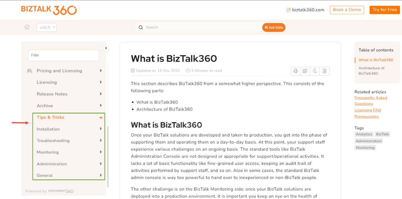 BizTalk360 documentation