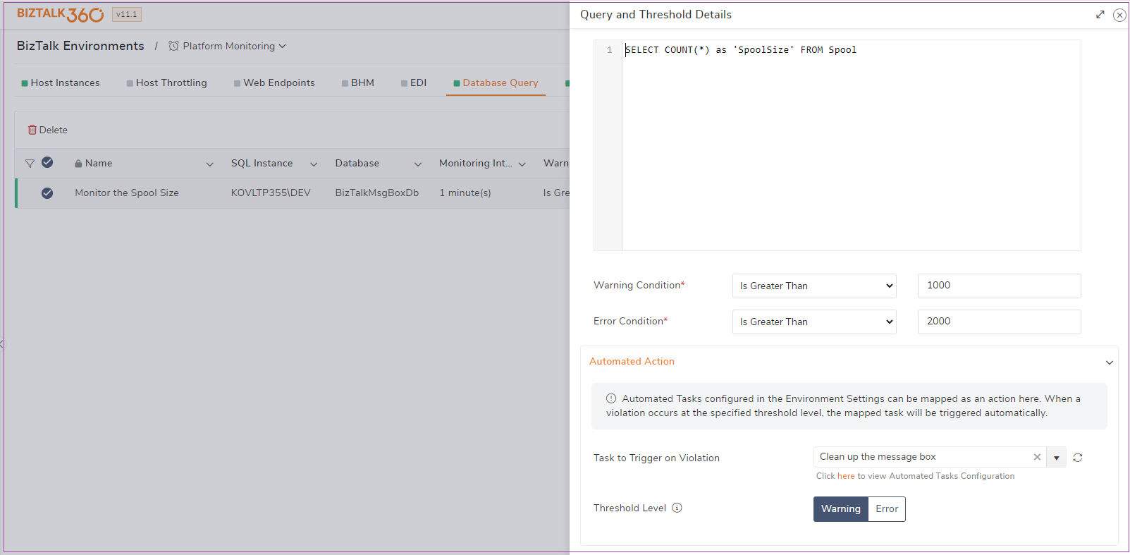 spool size threshold limit