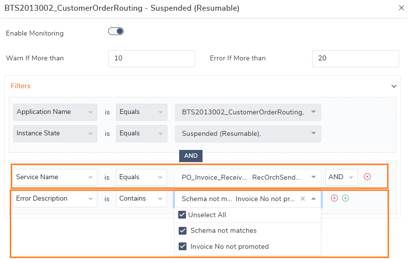 Multiple-filter-values